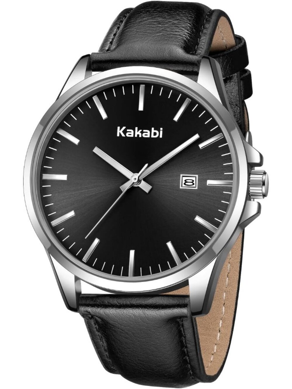 Men's Black Analog Quartz Minimalist Leather Strap Classic Waterproof Watch